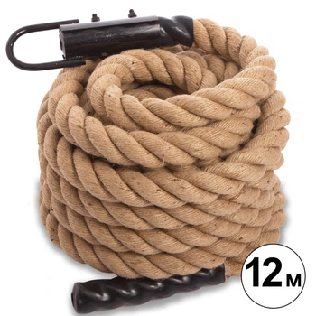 Канат для лазанья из сизаля 12 м диам 5 см с креплением COMBAT BATTLE ROPE Zelart FI-0910-12