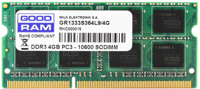 Оперативна пам'ять Goodram SODIMM DDR3-1600 4096MB PC3-12800 (GR1600S364L11S/4G)