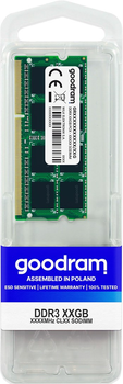 Оперативна пам'ять Goodram SODIMM DDR3L-1600 4096MB PC3-12800 (GR1600S3V64L11S/4G)