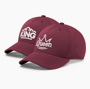 Парные кепки бейсболки family look INAL King Queen Король и Королева S / 53-54 Бордовый 206353
