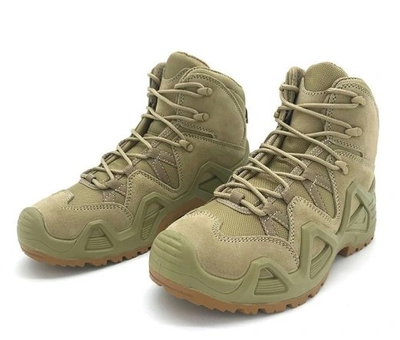 Водонепроницаемые кожаные мужские ботинки профессиональная армейская обувь для сложных условий максимальная защита и комфорт Хаки 43 размер (Alop)