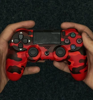 Качественный джойстик, пульт, контроллер, для Sony PS 4 DoubleShock 4 Wireless Controller красный камуфляж