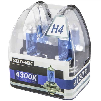 Галогенные лампы Sho-Me H4 +120% 4300k 12v