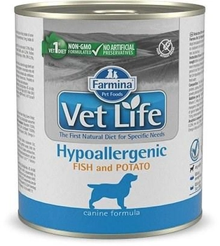 Mokra karma lecznicza dla psów Farmina Vet Life Hypoallergenic Fish & Potato przy alergii pokarmowej 300 g (8606014102819)