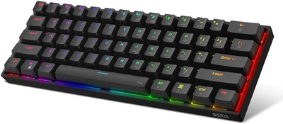 Механическая игровая клавиатура Dierya 60%, с RGB, водонепроницаемая, 61 программируемая клавиша (красный переключатель) ENG-UA ( Английский и украинский ) DK61E