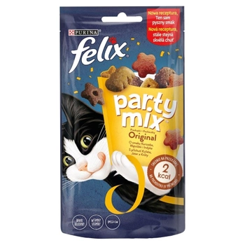 Smakołyk dla kotów PURINA Felix Party Mix Original o smaku kurczaka, wątróbki i indyka 60g (7613034119865)