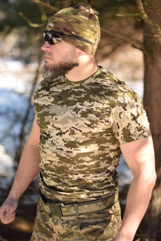 Тактична чоловіча футболка 58 розмір 4XL військова армійська бавовняна футболка колір піксель для ЗСУ 27-112