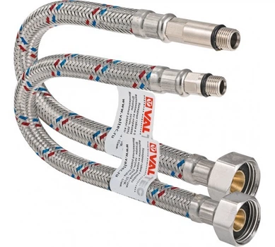 Комплект гибких шлангов Valtec 1/2"xM10 (60 см) для подключения смесителя (VTf.005.IS.0410060)