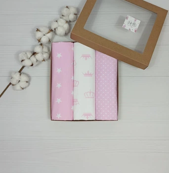 Набор для новородженных: 3 непромокаемых пеленки a.l.babybox Корони Розовый