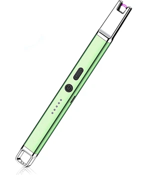 Імпульсна USB запальничка для свічок, кухні, плити, з підсвіткою пряма зелена