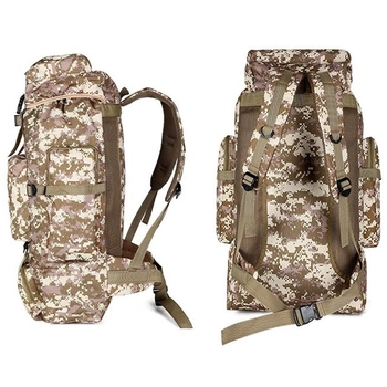 Тактический рюкзак армейский Raged Sheep Brown-Pixel большой военный, на 70л с защитой от дождя, для ЗСУ Коричневый пиксель + Кемпинг лампа Solar