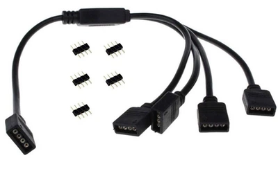 Кабель Спліттер 12V 4PIN RGB LED Strip Connector 1 -> 4 подовжувач перехідник 30см (788225944) Чорний