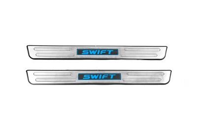 Накладки на пороги Libao LED (2 шт, нерж) для Suzuki Swift 2010-2017 рр