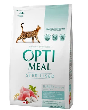 Сухий корм Optimeal sterilised для стерилізованих кішок індичка 4 кг