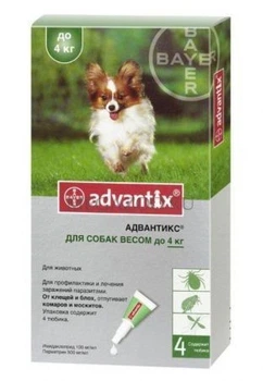 Краплі BAYER Advantix для собак вага до 4 кг 1 піпетка 0,4 мл