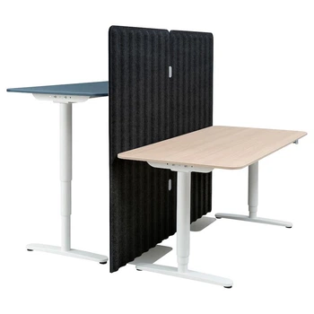 Два комп'ютерні столи з регулюванням висоти та ширмою IKEA BEKANT 160x160 150 см (993.875.83)