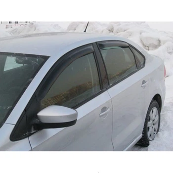 Ветровики для Volkswagen Polo 2010-2017 (4 шт), Дефлекторы окон Volkswagen Polo V1