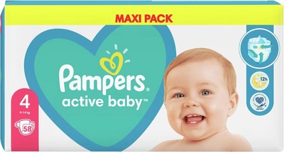 Підгузки Pampers Active Baby Розмір 4 (9-14 кг) 58 шт (8001090950819)