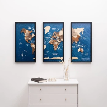 Триптих картина карта мира Стандарт мультиколор 70 см х 110,5 см Enjoy The Wood (TRI30M000MC000OI)