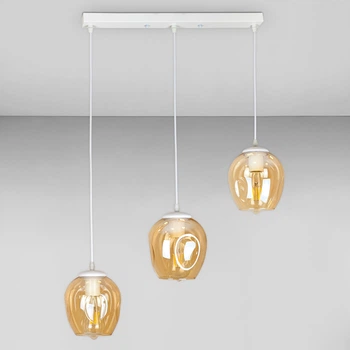 Люстра подвесная Лофт Light House LS-17191F-3 WH+BR (500) белая, плафон янтарный