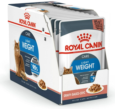 Упаковка вологого корму для дорослих кішок Royal Canin Light Weight Care шматочки в желе 12 шт х по 85 г (9003579311806)