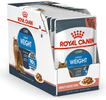 Opakowanie mokrej karmy dla kotów ROYAL CANIN Light Weight Care niskokaloryczna - saszetki 12 x 85 g (9003579311806)