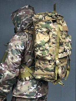Рюкзак баул 100 л влагостойкий анатомический с капюшоном Мультикам тактический для военных армейский