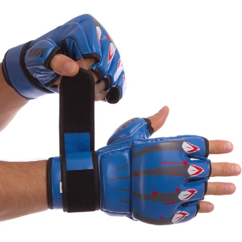Перчатки для смешанных единоборств MMA PU ZELART (р-р L, Синий) (BO-1394_Синий_L)