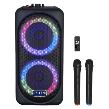 Автономна акустична система JB X828 USB/MP3/FM/BT/TWS + 2pcs VHF mic