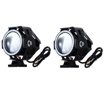 Фари прожектори для мотоцикла U7 LED 12В 3000Lm Angel Eyes сині та кнопка