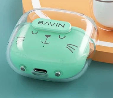 Беспроводные детские наушники BAVIN-31 c зарядным кейсом bluetooth 5.0 Green