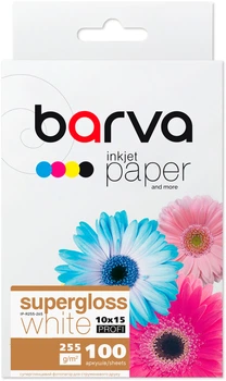 Фотобумага Barva Profi Белый Суперглянец 10x15 см 255 г/м2 100 л (IP-R255-265)