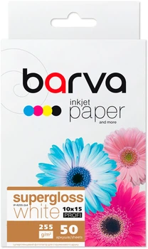 Фотобумага Barva Profi Белый Суперглянец 10x15 см 255 г/м2 50 л (IP-R255-264)