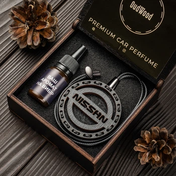 Ароматизатор в машину OudWood из дерева с логотипом Nissan (Ниссан) по мотивам Chanel - Allure Homme Sport