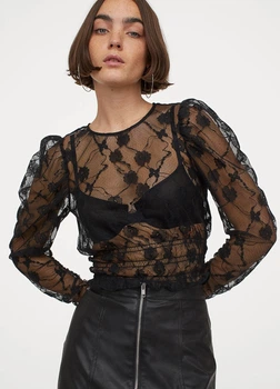 Блуза жіноча H&M чорна прозора з візеруноком (38р) 0888455