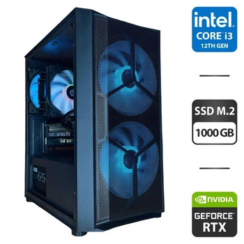 Сборка под заказ: игровой ПК Qube Wind Black Tower / Intel Core i3-12100F (4(8) ядра по 3.3-4.3GHz) / 16GB DDR4 / 1000GB SSD M.2 / GeForce RTX 3060, 12GB GDDR6, 192-bit / HDMI / 650W