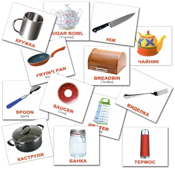 Набор мини-карточек Домана укр.-англ. Посуда/Kitchenware 20 шт Вундеркинд с Пеленок (2100064038815)