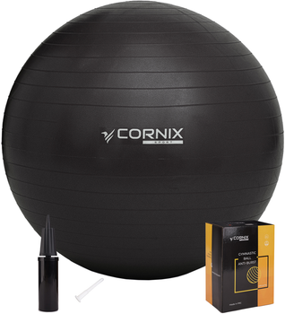 М'яч для фітнесу (фітбол) Cornix 75 см Anti-Burst XR-0026 Black