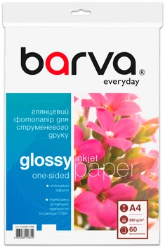 Фотопапір Barva Everyday Глянцевий A4 260 г/м2 60 арк (IP-CE260-298)