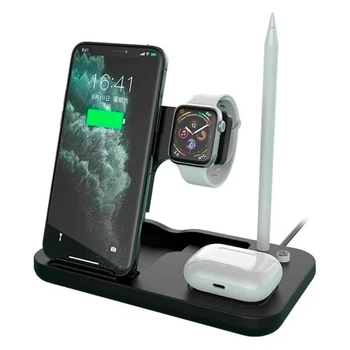 Зарядка беспроводная Qi 4in1 Wireless Charger JYD-WC132 |5-15W, Watch/AirPods/Pencil/Phone| black