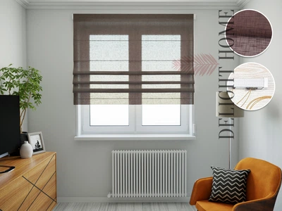 Римская штора система Light I&H Тюль Лён шоколадный 100*170 см