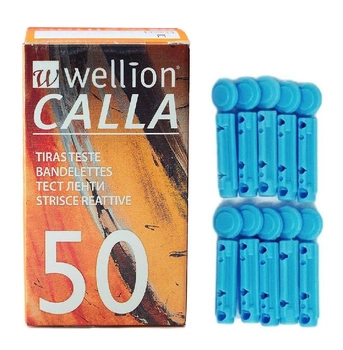 Тест-смужки Wellion Calla (Велліон Калла), 50 шт. + Ланцети для проколу пальця 30G, 10 шт.