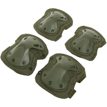 Тактические наколенники и налокотники WS-Pads защитные анатомической формы олива (армейские для военных ВСУ с быстрым сбросом) WS-2810-OL