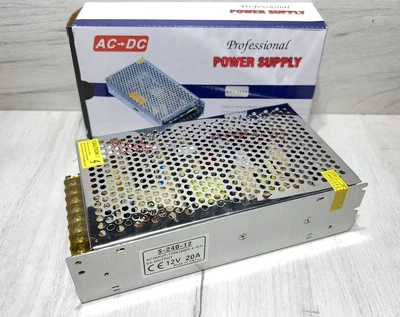 Импульсный блок адаптер питания 12В 20А 240W S-240-12 Металлический для светодиодной ленты, камер наблюдения, лед лент (31609)