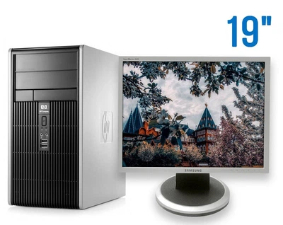 Комплект ПК: HP Compaq dc5850 Tower / AMD Athlon 64 X2 5000B (2 ядра по 2.6GHz) / 4GB DDR2 / 80GB HDD + 80GB HDD / ATI Radeon 3100 Graphics + Монитор 19" TN / VGA, DVI + мышка и клавиатура, кабели б/у