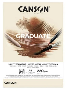 Альбом для малювання Canson Graduate Mix Media 30 аркушів 220 г/м2, А4 (21х29,7 см)
