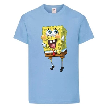 Футболка дитяча Спанч Боб 11 (Sponge Bob) світло-блакитна 152 см