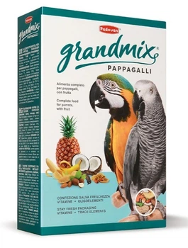 Повседневный корм Padovan GRANDMIX PAPPAGALLI комплексный корм для крупных попугаев (амазон, жако, какаду, ара, благородный) 600 г (8001254001869)
