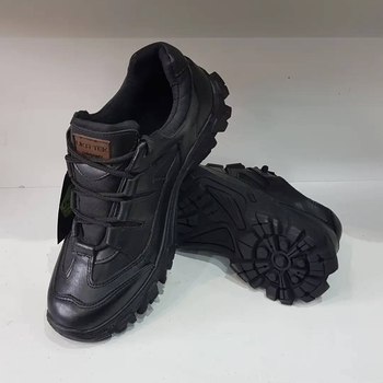 Кроссовки мужские кожаные Demi Season 42 (27.5 см) Демисезон 1208 Ukr-Tec (Чёрный) тактические ботинки