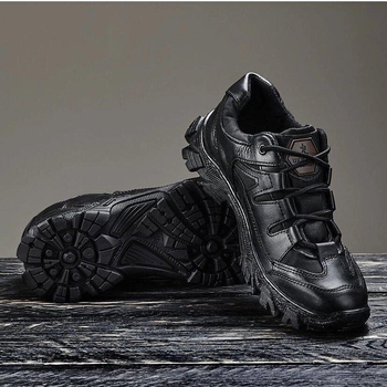 Кросівки чоловічі шкіряні Demi Season 41 (27 см) Демісезон 1208 Ukr-Tec (Чорний) тактичні черевики